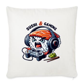 Sushi qui joue aux jeux video - Housse de coussin décorative 45 x 45 cm - blanc nature - Devant