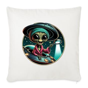 Alien detective in UFO light - Sofa pillowcase 17,3'' x 17,3'' (45 x 45 cm) - natural white - Front