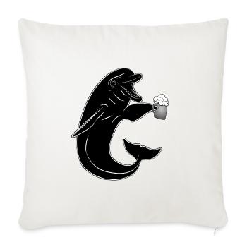 Party Dolphin with Beer on the Beach - Festival in October - Sofa pillowcase 17,3'' x 17,3'' (45 x 45 cm) - natural white - Front