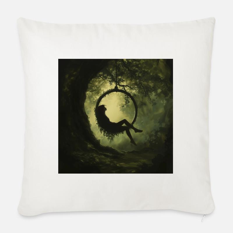 Waldsilhouette im Luftring - Sofakissenbezug 45 x 45 cm - Naturweiß 