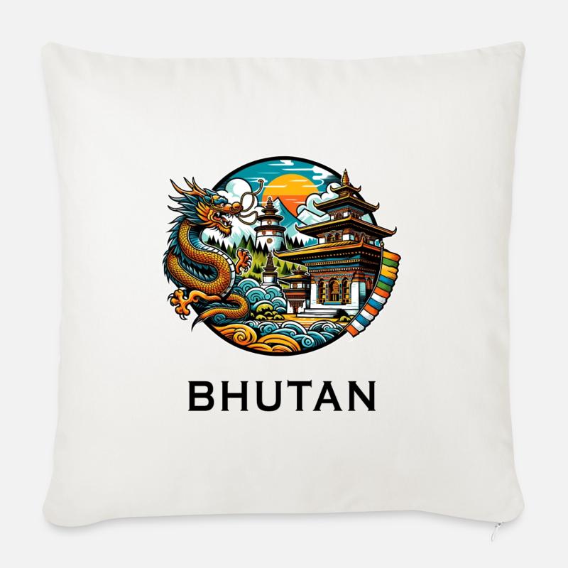 Bhutan Drache Himalaya Thimphu - Sofakissenbezug 45 x 45 cm - Naturweiß 