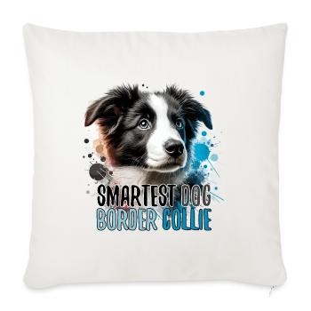 Border Collie chiot le plus intelligent chien cadeau - Housse de coussin décorative 45 x 45 cm - blanc nature - Devant