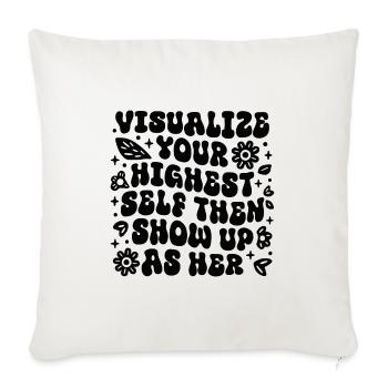 Affirmationen zum Gesetz der Anziehung visualisieren - Sofakissenbezug 45 x 45 cm - Naturweiß  - Vorne