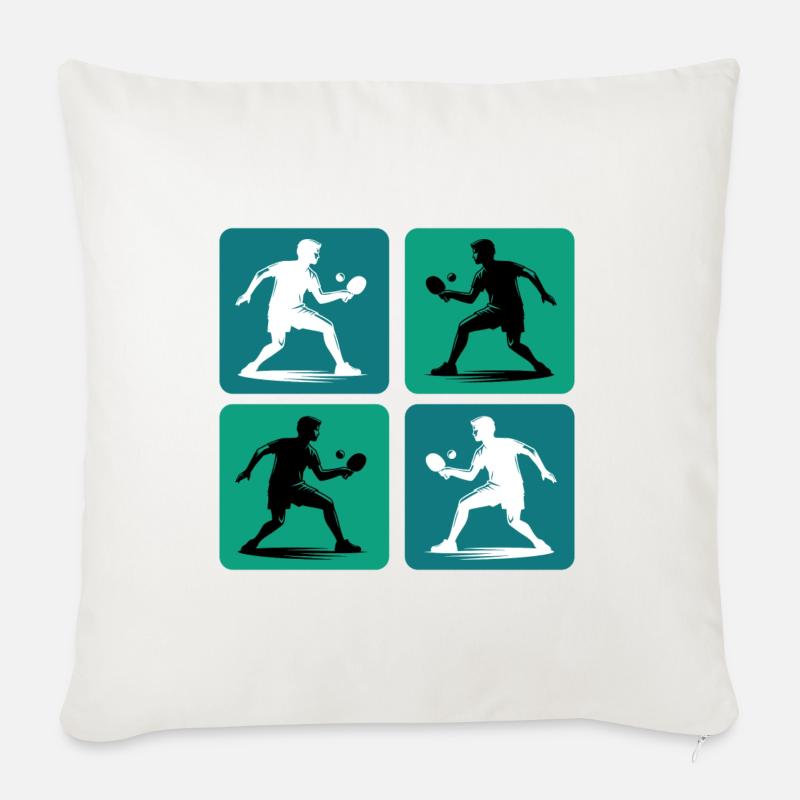 Tischtennis Design - Sofakissenbezug 45 x 45 cm - Naturweiß 