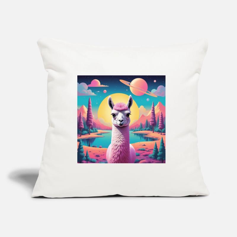 Lama de l’espace Housse de coussin décorative 45 x 45 cm
