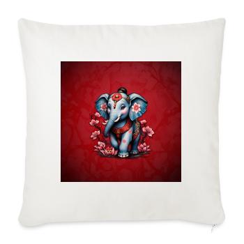 Éléphant majestueux dans le style traditionnel japonais. - Housse de coussin décorative 45 x 45 cm - blanc nature - Devant