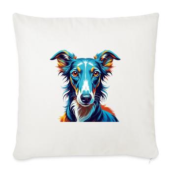 Lévrier polonais Chien race Coloré Dessin animé Kawaii - Housse de coussin décorative 45 x 45 cm - blanc nature - Devant