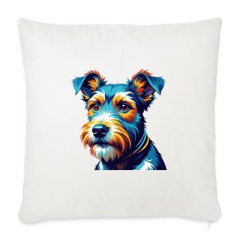 Fil Fox Terrier Chien Race Coloré Dessin Animé Kawaii - Housse de coussin décorative 45 x 45 cm - blanc nature - Devant