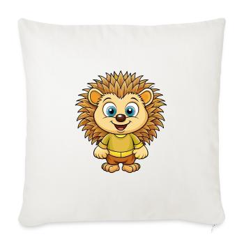porc-épic mignon personnage de dessin animé Kawaii Clipart - Housse de coussin décorative 45 x 45 cm - blanc nature - Devant