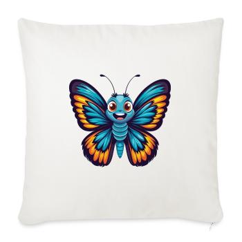 papillon coloré kawaii dessin animé personnage animal de compagnie - Housse de coussin décorative 45 x 45 cm - blanc nature - Devant