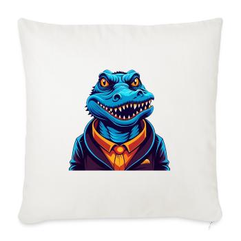 Crocodile Coloré Kawaii Dessin Animé Personnage Animal de compagnie - Housse de coussin décorative 45 x 45 cm - blanc nature - Devant