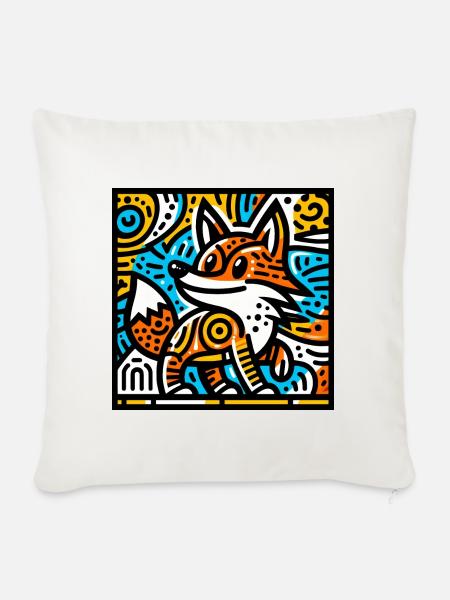 Fuchs - Sofakissenbezug 45 x 45 cm - Naturweiß