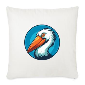 Pélican mignon drôle Kawaii dessin animé Animal Animal Logo - Housse de coussin décorative 45 x 45 cm - blanc nature - Devant