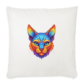 Chat Rex allemand, race de chat, dessin animé, animal de compagnie kawaii - Housse de coussin décorative 45 x 45 cm - blanc nature - Devant