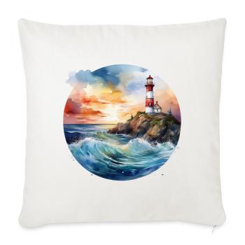 Majestic Lighthouse at Sunset with Crashing Waves - Sofa pillowcase 17,3'' x 17,3'' (45 x 45 cm) - natural white - Front