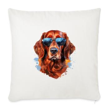Irish Setter with Sunglasses - Sofa pillowcase 17,3'' x 17,3'' (45 x 45 cm) - natural white - Front