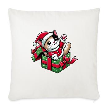 Cat Meowy Christmas High Five 2 1 - Sofa pillowcase 17,3'' x 17,3'' (45 x 45 cm) - natural white - Front