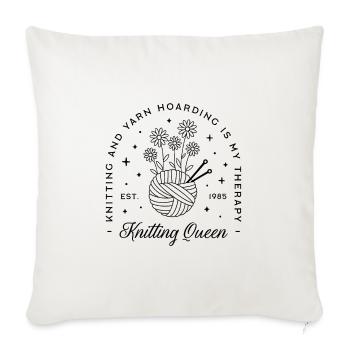 Tricoteuse humour tricot laine à tricoter - Housse de coussin décorative 45 x 45 cm - blanc nature - Devant