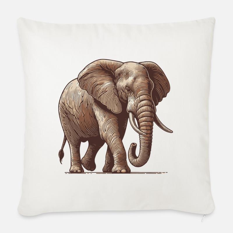 Elefant - Sofakissenbezug 45 x 45 cm - Naturweiß 