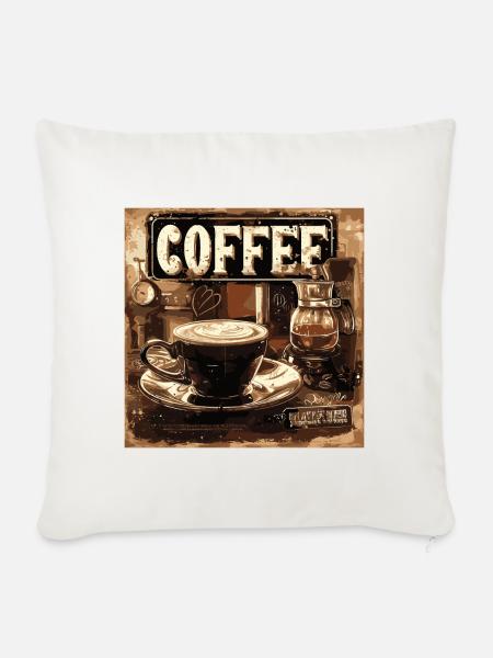 Kaffee klassisch retro - Sofakissenbezug 45 x 45 cm - Naturweiß 