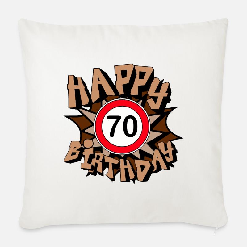 70e anniversaire , Cadeau joyeux 70e anniversaire (25) - Housse de coussin décorative 45 x 45 cm - blanc nature