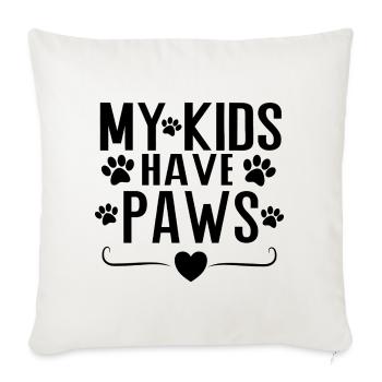 Mes enfants ont des pattes – Conception de la déclaration parentale de chien - Housse de coussin décorative 45 x 45 cm - blanc nature - Devant