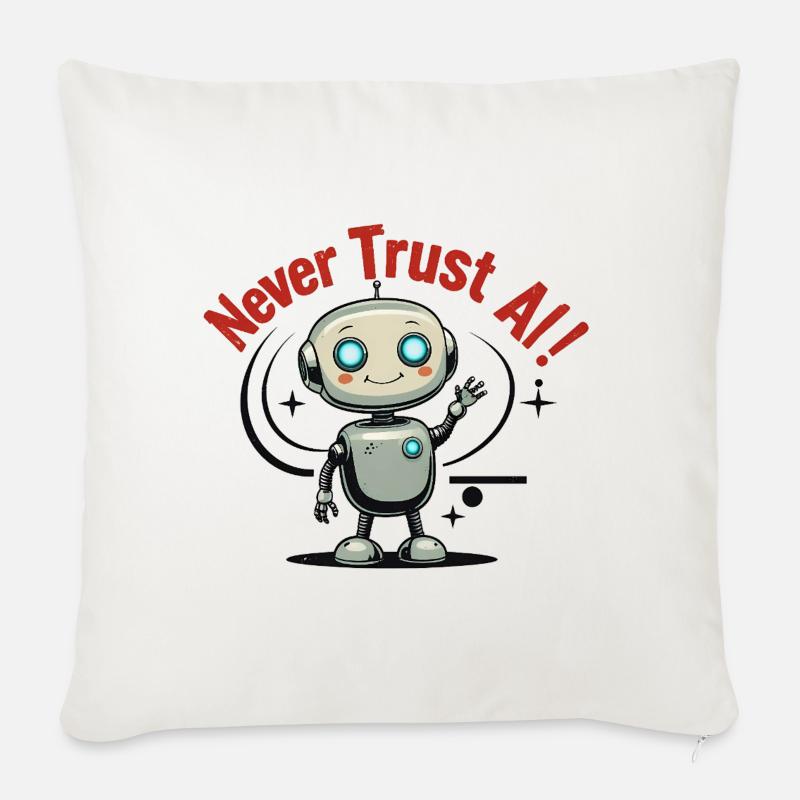 Never Trust AI - Sofakissenbezug 45 x 45 cm - Naturweiß 