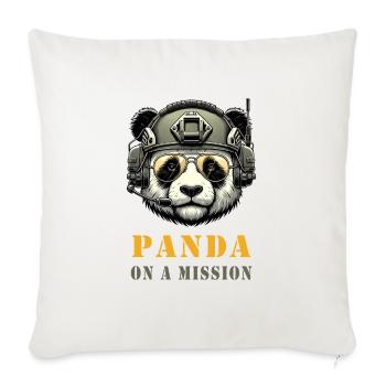 Panda in Mission / Militär - Sofakissenbezug 45 x 45 cm - Naturweiß  - Vorne
