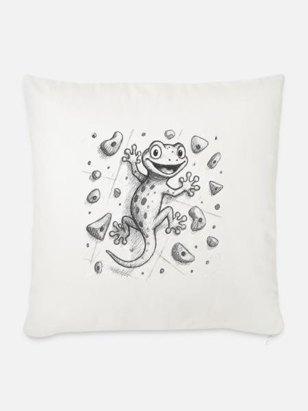 Bouldern Gecko Echse Klettern Zeichnung Geschenk - Sofakissenbezug 45 x 45 cm - Naturweiß
