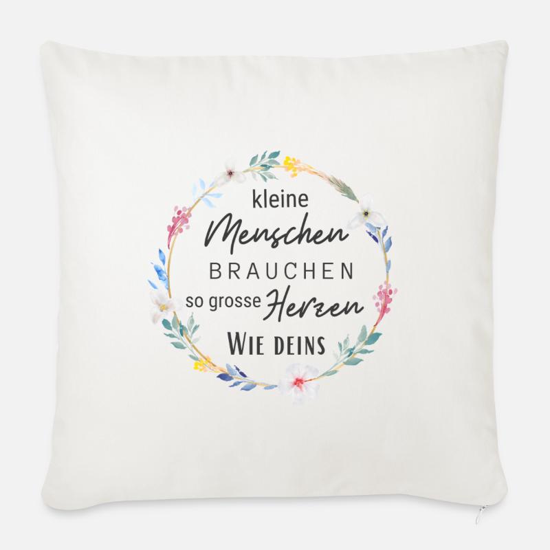 Kleine Menschen brauchen so große Herzen wie deins - Sofakissenbezug 45 x 45 cm - Naturweiß 