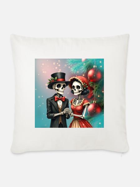 Weihnachtsromantik der Knochen. - Sofakissenbezug 45 x 45 cm - Naturweiß