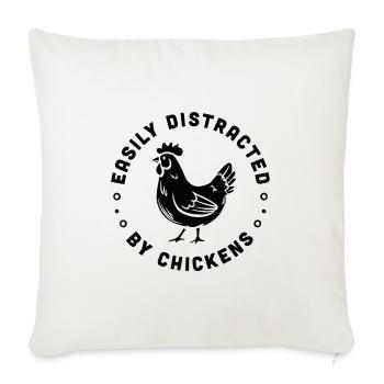 Poule humour éleveur éleveuse poulets ferme drôle - Housse de coussin décorative 45 x 45 cm - blanc nature - Devant