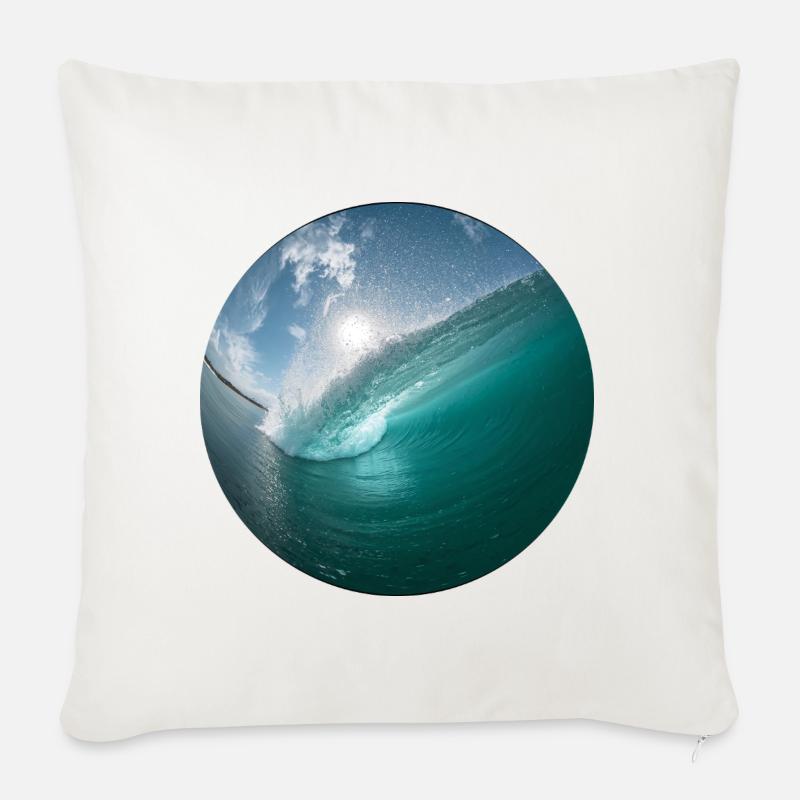 Wellenbrecher Strandmuster - Sofakissenbezug 45 x 45 cm - Naturweiß 