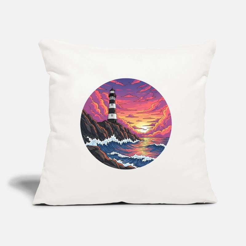 Comic Lighthouse Sea Surf Sunset Sofa pillowcase 17,3'' x 17,3'' (45 x 45 cm)