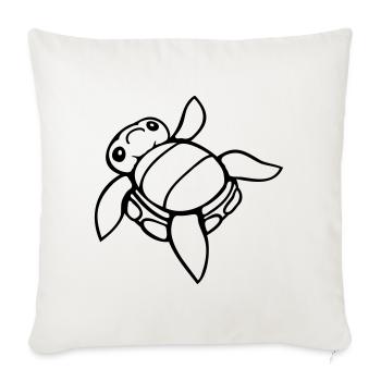 Tortue renversée sur le dos, côté impuissant, mignonne - Housse de coussin décorative 45 x 45 cm - blanc nature - Devant