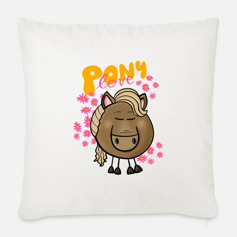 Pony Liebe - Sofakissenbezug 45 x 45 cm - Naturweiß 