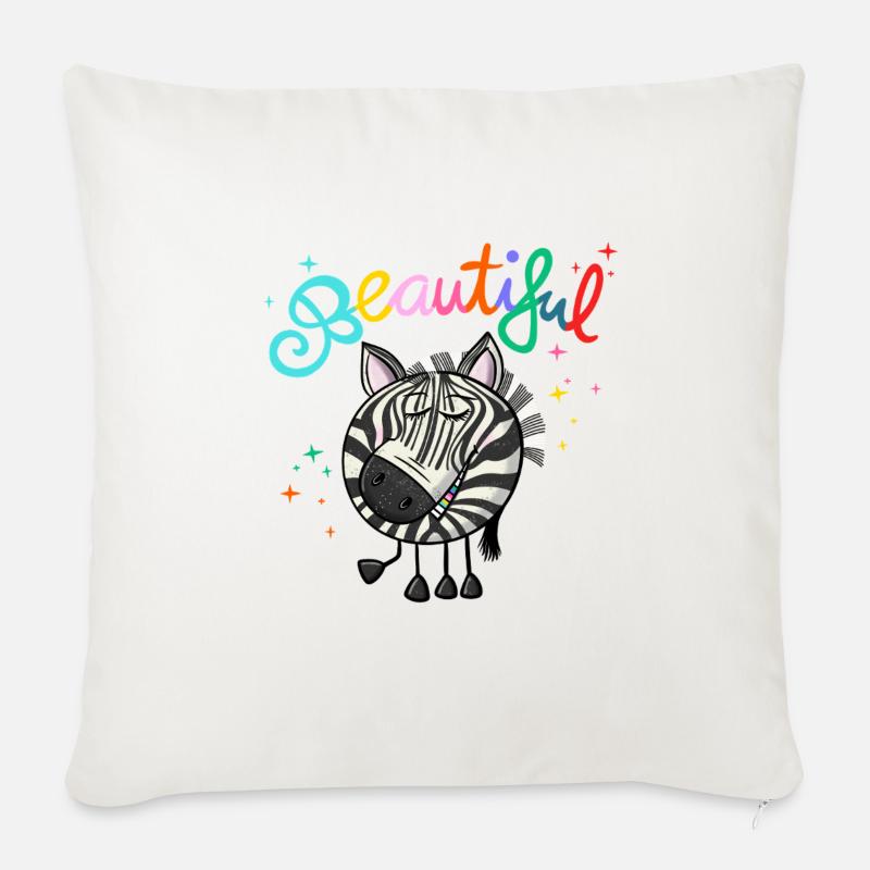 Zèbre Beau - Housse de coussin décorative 45 x 45 cm - blanc nature