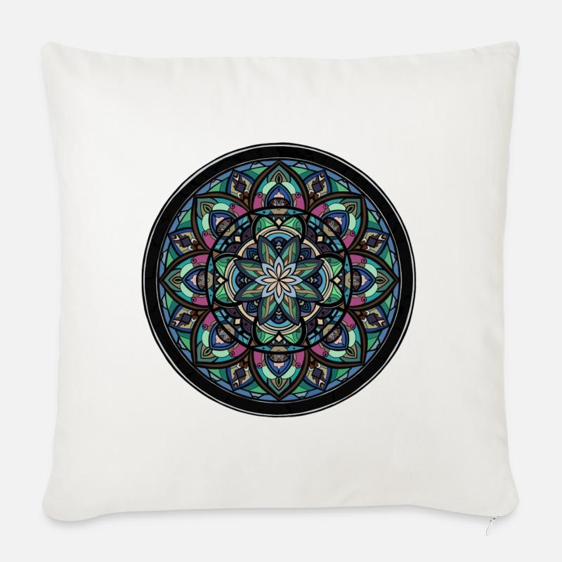 Mandala Farbkreis Zentrum - Sofakissenbezug 45 x 45 cm - Naturweiß 
