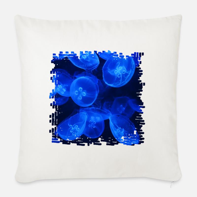 Faszinierende Biolumineszenz, Blaue Qualle - Sofakissenbezug 45 x 45 cm - Naturweiß 