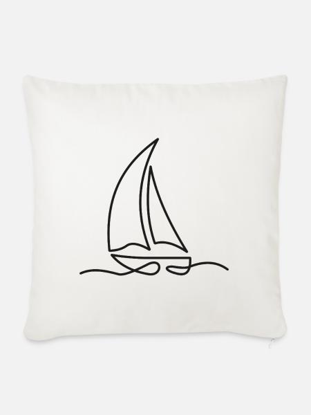 Segelboot Skizze – maritimes Motiv - Sofakissenbezug 45 x 45 cm - Naturweiß