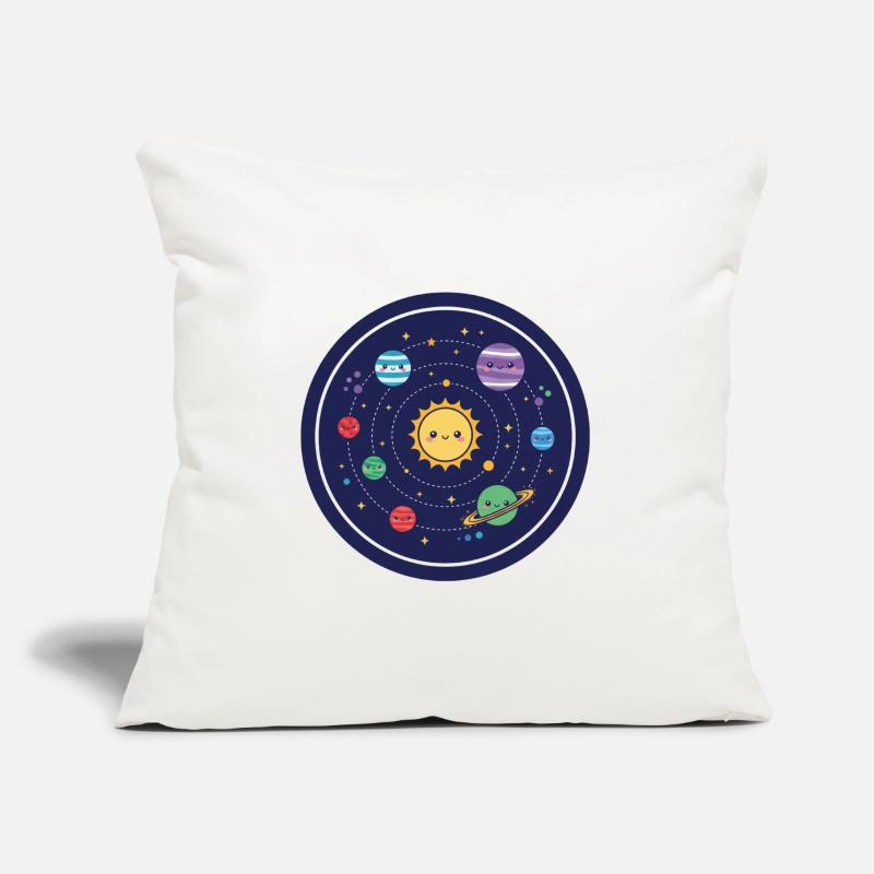 Conception joyeuse du système solaire Housse de coussin décorative 45 x 45 cm