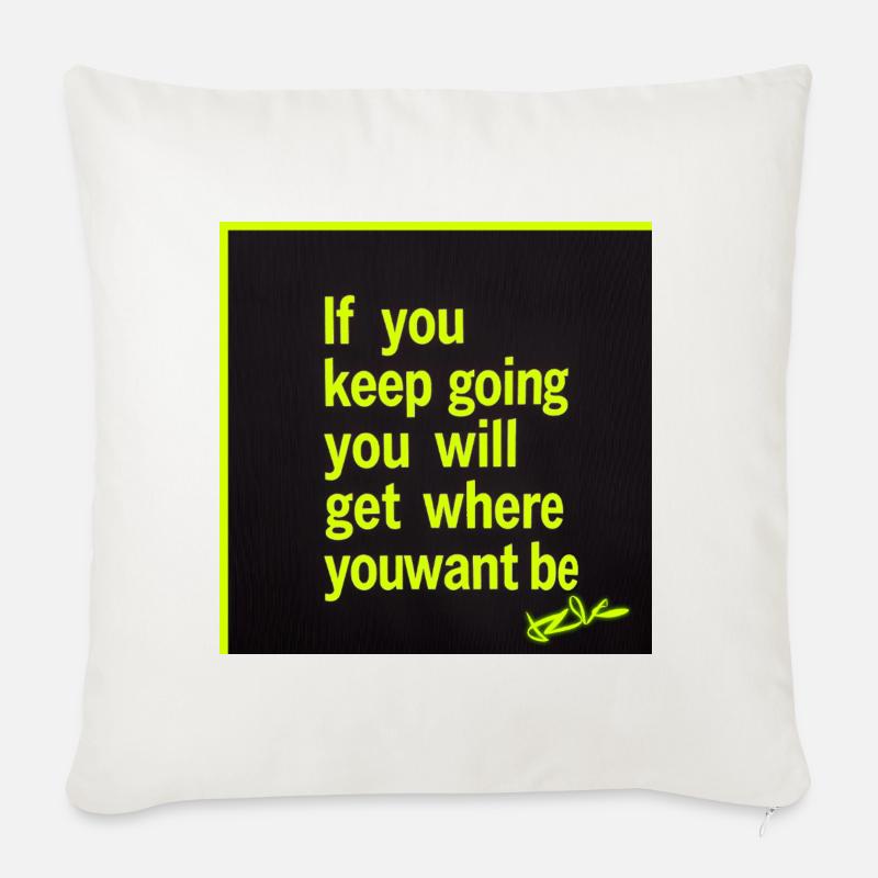 Motivation durable : texte néon - Housse de coussin décorative 45 x 45 cm - blanc nature