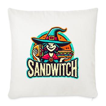 Sandwitch Sorcière Sandwich Halloween - Housse de coussin décorative 45 x 45 cm - blanc nature - Devant
