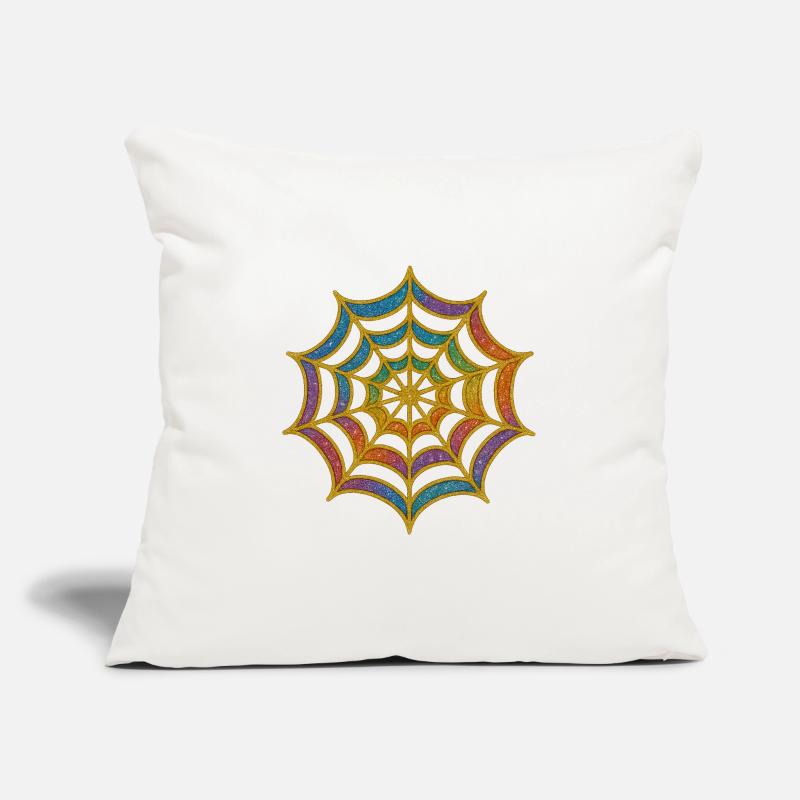 Spider Web | Rainbow Spider Web Gold Glitter Sofa pillowcase 17,3'' x 17,3'' (45 x 45 cm)