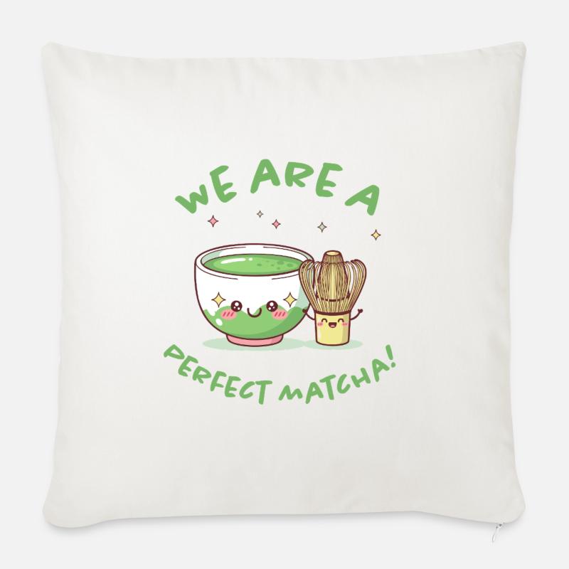 Perfekter Matcha Moment - Sofakissenbezug 45 x 45 cm - Naturweiß 