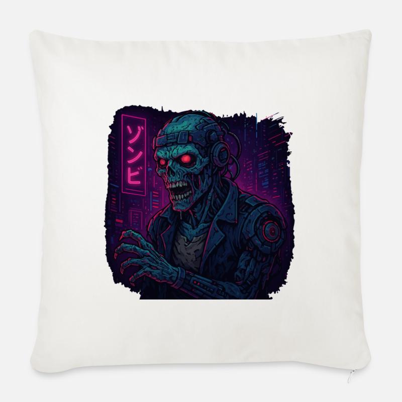 Cyberpunk Undead Warrior - Sofakissenbezug 45 x 45 cm - Naturweiß 