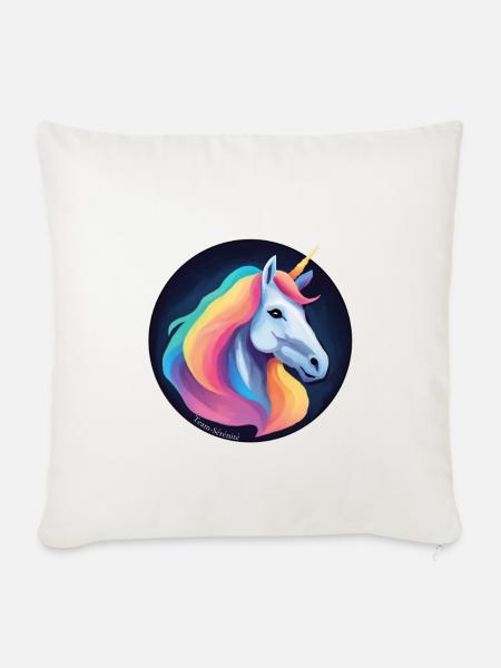 Regenbogen-Einhorn - Sofakissenbezug 45 x 45 cm - Naturweiß 
