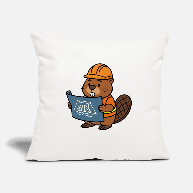 Beaver Ouvrier du bâtiment Bob Maître constructeur Plan Construction Barrage Housse de coussin décorative 45 x 45 cm