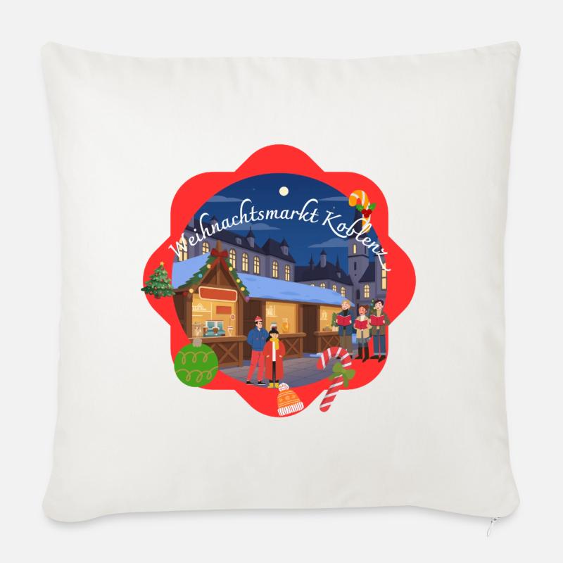 Weihnachtsmarkt Koblenz  - Sofakissenbezug 45 x 45 cm - Naturweiß 