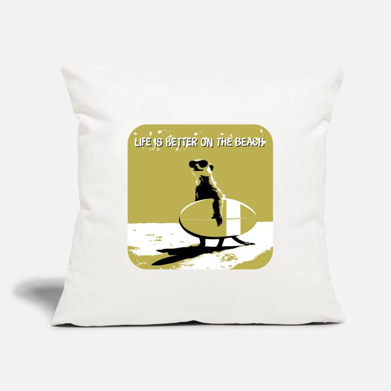 cooles Erdmännchen mit Surfboard Sofakissenbezug 45 x 45 cm